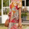 Fashion Casual Print Split Joint V Neck A Line Dresses