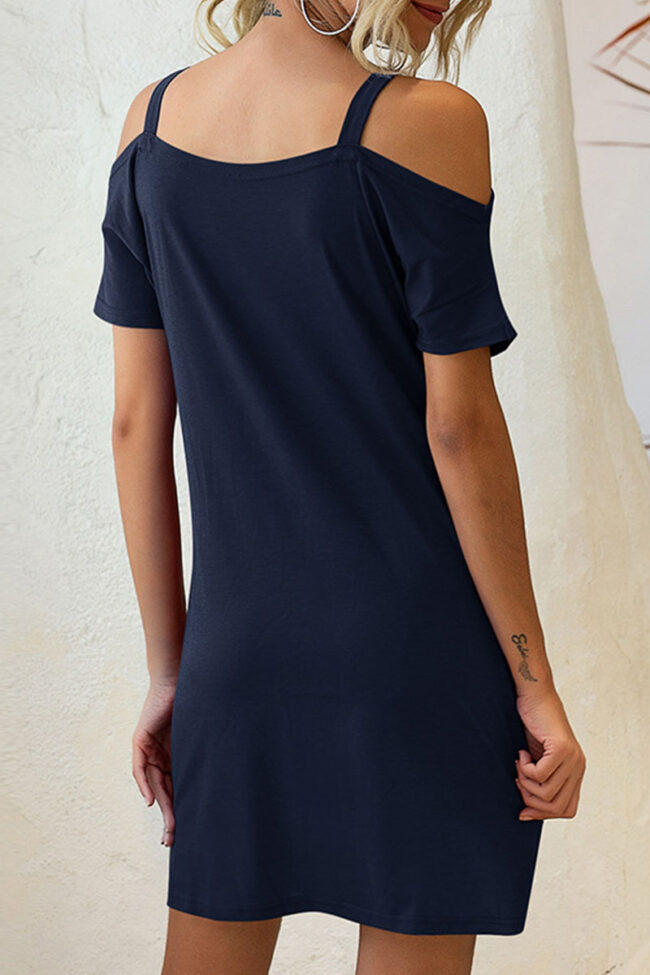 Fashion Casual Solid Split Joint V Neck A Line Dresses