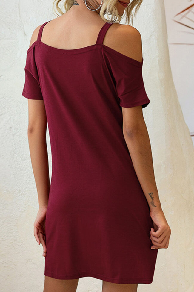 Fashion Casual Solid Split Joint V Neck A Line Dresses