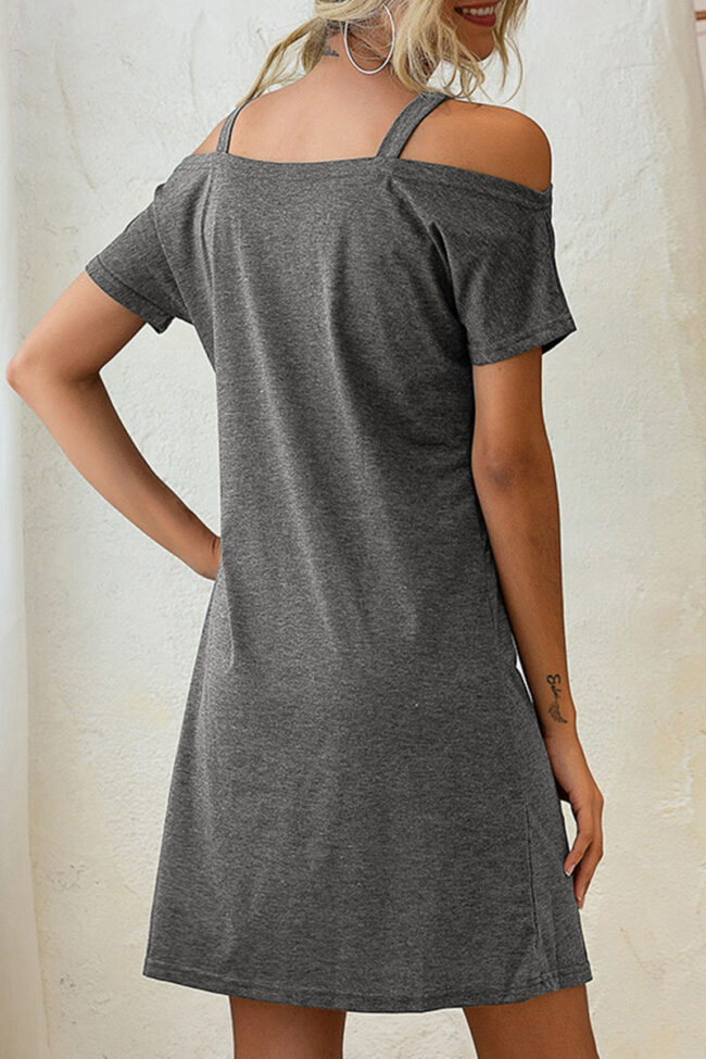 Fashion Casual Solid Split Joint V Neck A Line Dresses