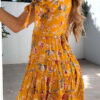 Fashion Casual Print Split Joint V Neck A Line Dresses