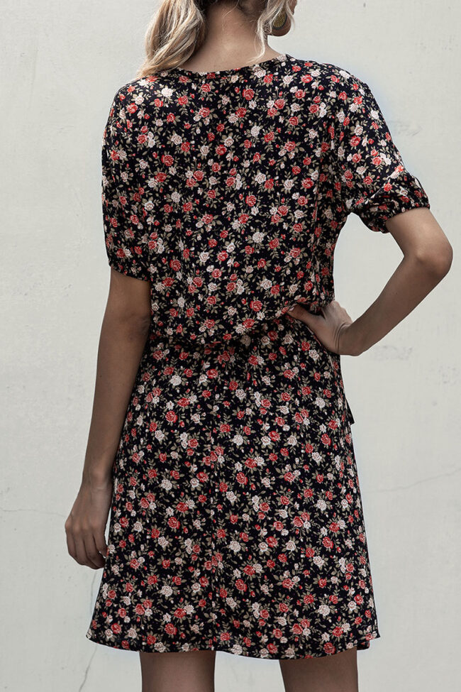 Fashion Casual Print Split Joint V Neck A Line Dresses