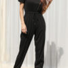 Fashion Casual Solid Split Joint O Neck Straight Jumpsuits