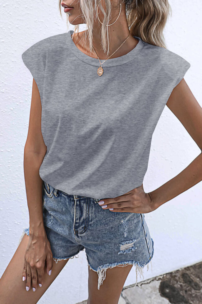 Fashion Casual Solid Split Joint O Neck T-Shirts