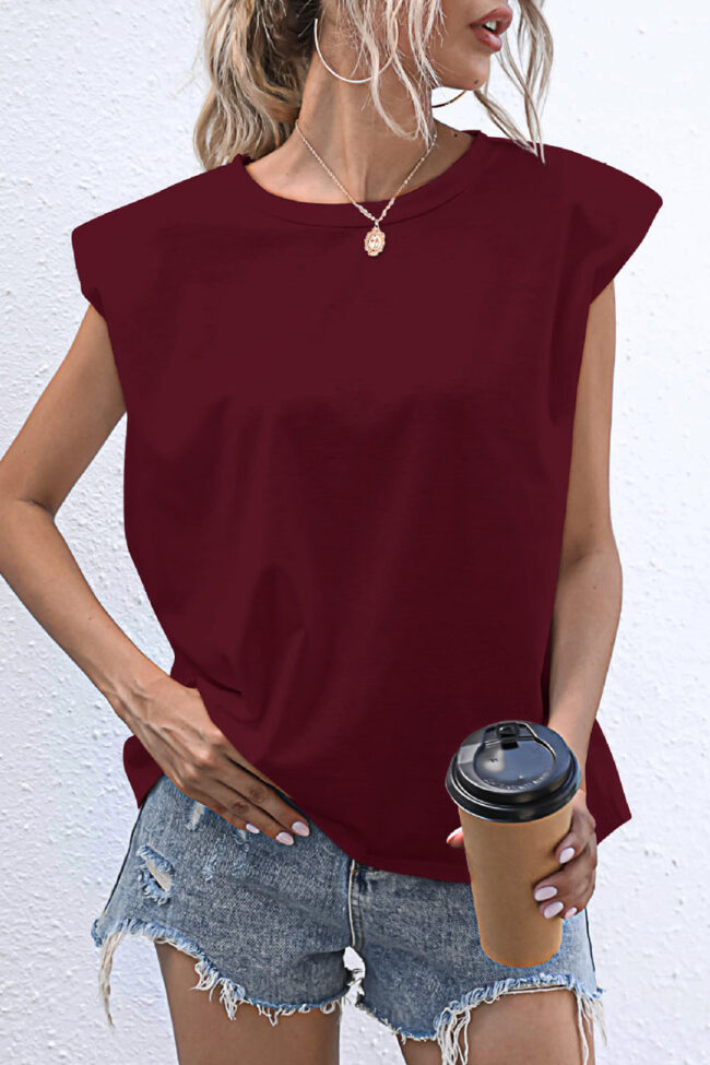 Fashion Casual Solid Split Joint O Neck T-Shirts