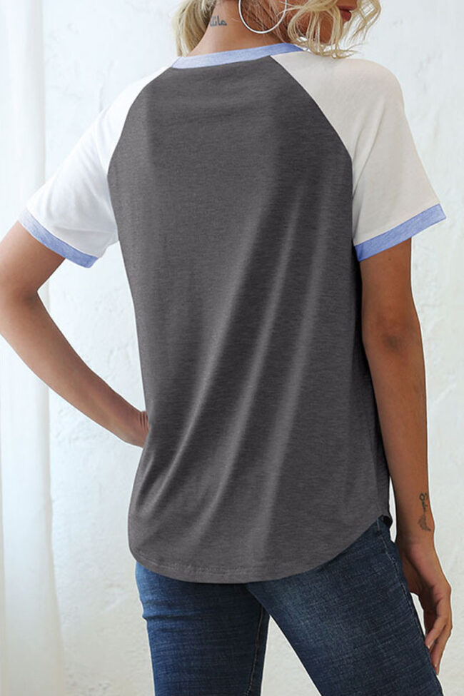 Fashion Casual Solid Split Joint O Neck T-Shirts