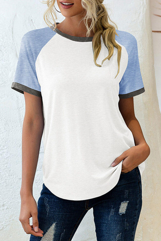 Fashion Casual Solid Split Joint O Neck T-Shirts