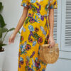 Fashion Casual Print Split Joint V Neck A Line Dresses