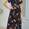 Fashion Casual Print Split Joint V Neck A Line Dresses