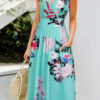 Fashion Casual Print Split Joint V Neck A Line Dresses