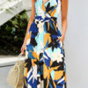 Fashion Casual Print Split Joint V Neck A Line Dresses