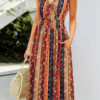 Fashion Casual Print Split Joint V Neck A Line Dresses