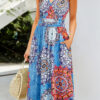 Fashion Casual Print Split Joint V Neck A Line Dresses