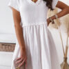 Fashion Casual Solid Split Joint V Neck A Line Dresses