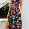 Fashion Casual Print Split Joint V Neck A Line Dresses