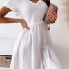 Fashion Casual Solid Split Joint V Neck A Line Dresses