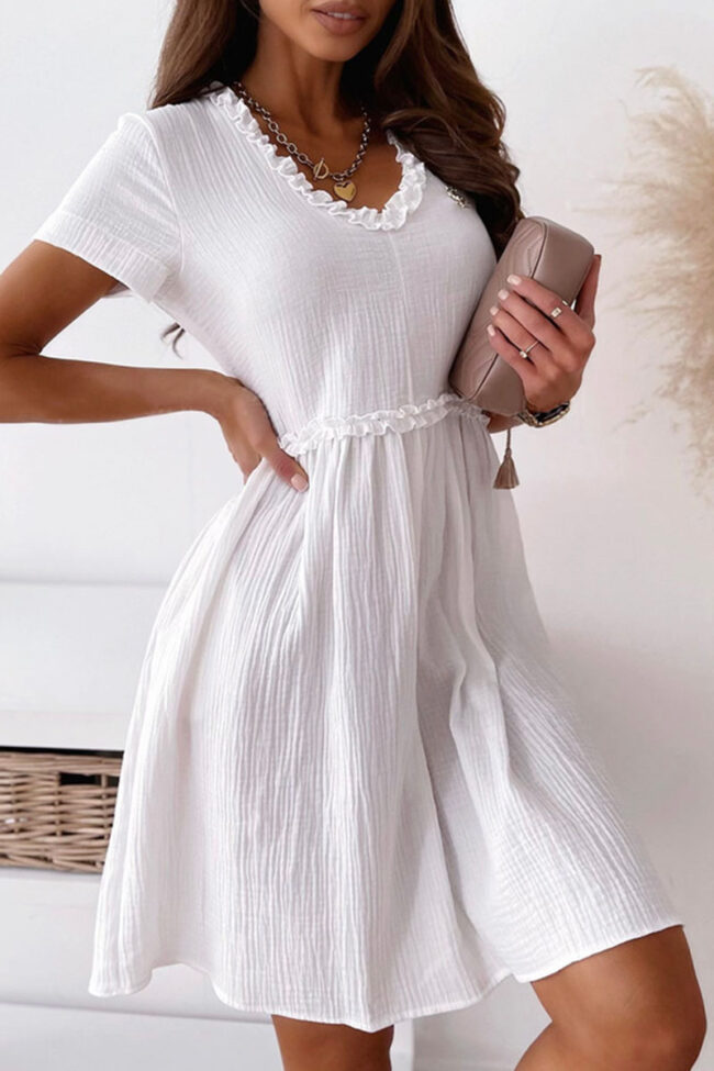 Fashion Casual Solid Split Joint V Neck A Line Dresses