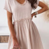 Fashion Casual Solid Split Joint V Neck A Line Dresses