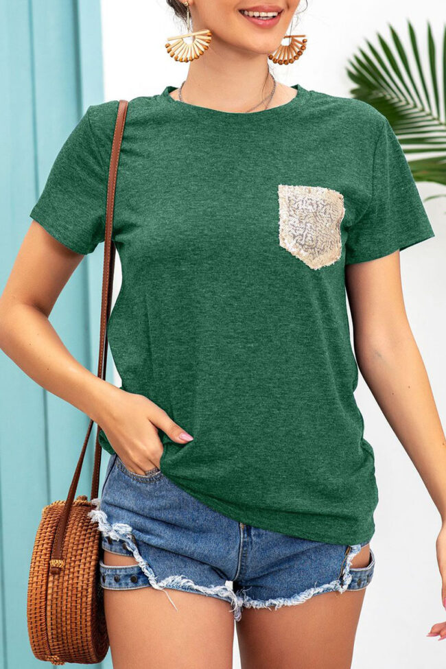 Fashion Casual Solid Split Joint O Neck T-Shirts