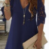 Fashion Casual Solid Split Joint V Neck A Line Dresses