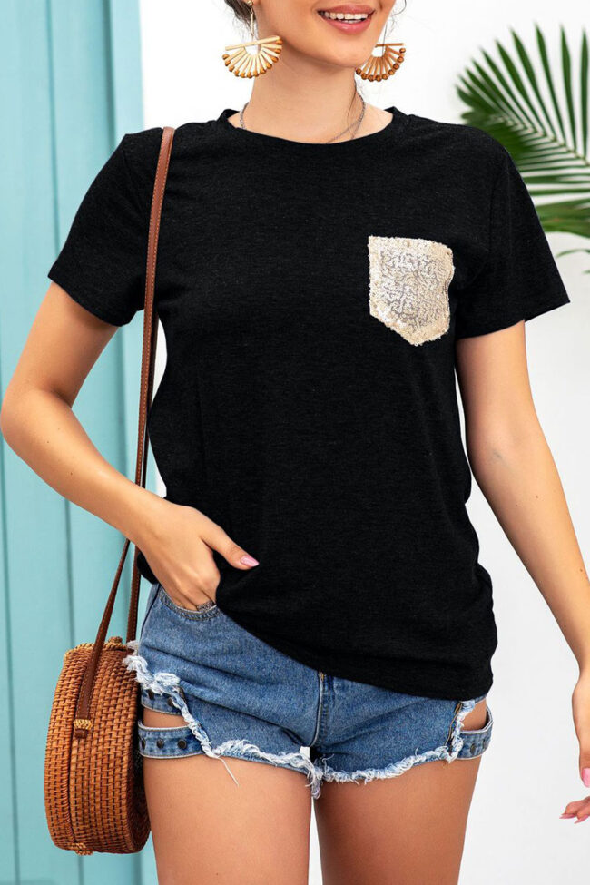 Fashion Casual Solid Split Joint O Neck T-Shirts