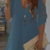 Fashion Casual Solid Split Joint V Neck A Line Dresses