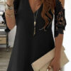 Fashion Casual Solid Split Joint V Neck A Line Dresses