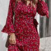 Fashion Casual Print Split Joint V Neck A Line Dresses