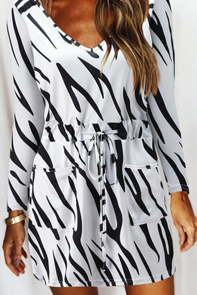 Fashion Casual Print Split Joint V Neck A Line Dresses