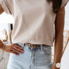 Fashion Casual Solid Split Joint O Neck T-Shirts