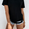 Fashion Casual Solid Split Joint O Neck T-Shirts