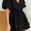 Fashion Casual Solid Split Joint V Neck Bud Dresses