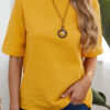 Fashion Casual Solid Split Joint O Neck T-Shirts