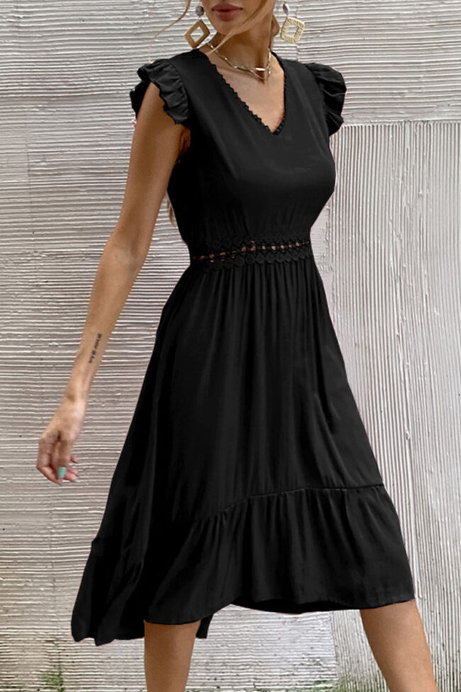 Fashion Casual Solid Split Joint V Neck Irregular Dresses