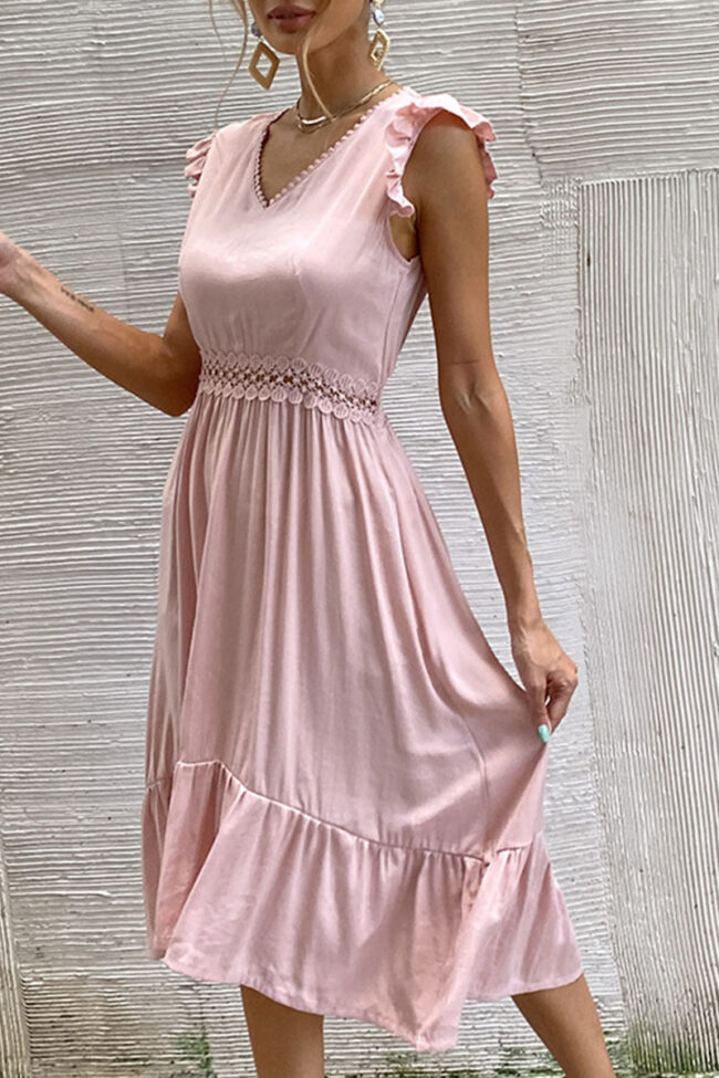 Fashion Casual Solid Split Joint V Neck Irregular Dresses