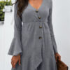 Fashion Casual Solid Split Joint V Neck Irregular Dresses