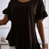 Fashion Casual Solid Split Joint O Neck Tops