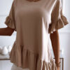 Fashion Casual Solid Split Joint O Neck Tops