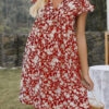 Fashion Casual Print Split Joint V Neck Princess Dresses