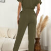 Fashion Casual Solid Split Joint V Neck Jumpsuits
