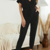 Fashion Casual Solid Split Joint V Neck Jumpsuits