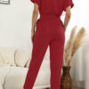 Fashion Casual Solid Split Joint V Neck Jumpsuits