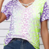 Fashion Casual Print Split Joint V Neck T-Shirts