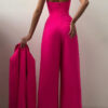 Fashion Casual Solid Split Joint V Neck Loose Jumpsuits