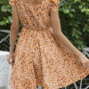 Fashion Elegant Print Split Joint Square Collar A Line Dresses