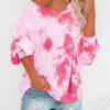 Fashion Casual Print Split Joint V Neck T-Shirts