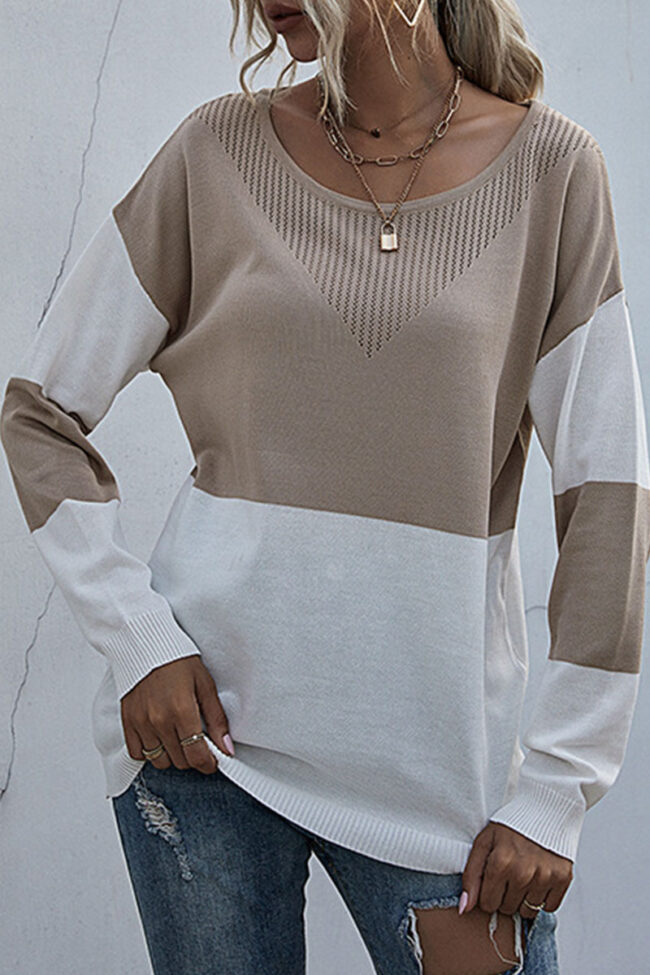 Fashion Casual Solid Split Joint O Neck Tops