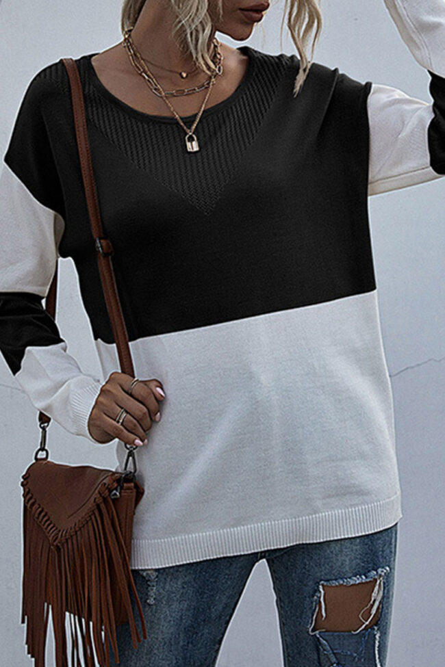 Fashion Casual Solid Split Joint O Neck Tops