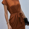 Fashion Casual Solid Split Joint V Neck Pencil Skirt Dresses