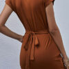 Fashion Casual Solid Split Joint V Neck Pencil Skirt Dresses